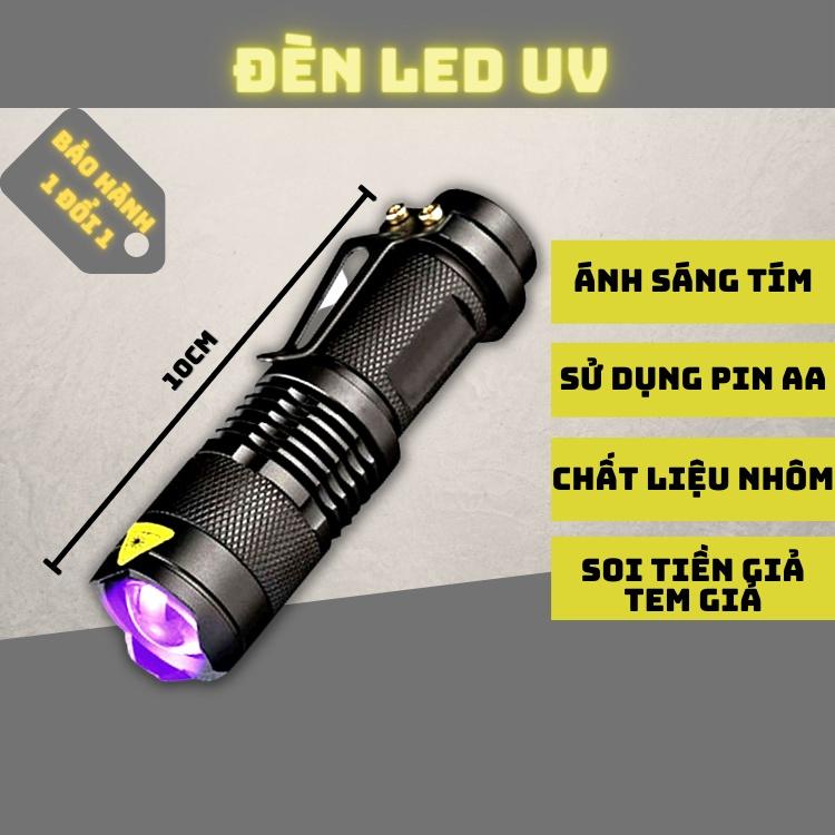 【395nm &amp; 365nm 】 Đèn Pin UV Tia Cực Tím Có Chức Năng Zoo-M Pin AA/3200 Màu Đen UV Chuyên Dụng, Đèn Soi Huỳnh Quang