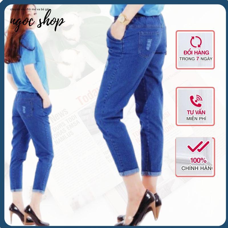 Quần Baggy Jean Lưng Thun cào rách rua rua