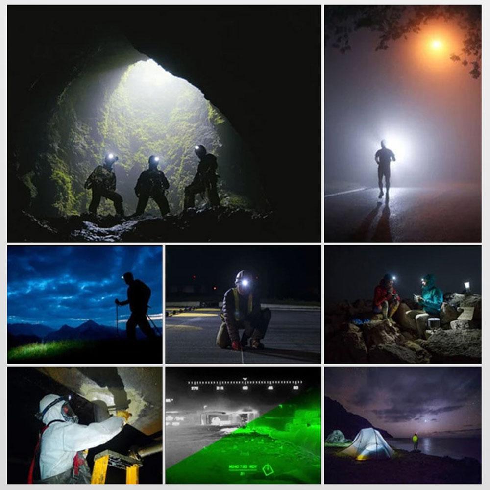 Đèn Pha Led Sạc Usb Với Đèn Hậu 7 Chế Độ Ánh Sáng