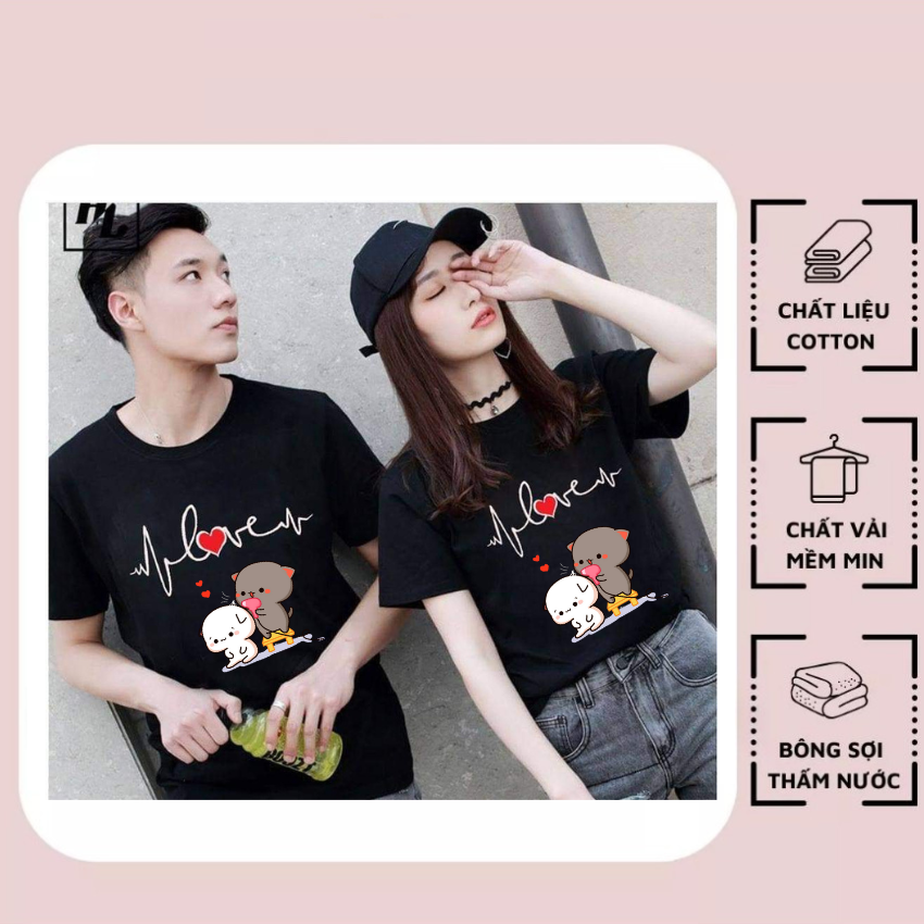 Áo Đôi Phông Rộng TT18, Áo Thun Nam Nữ In Nhịp Tim ý Nghĩa