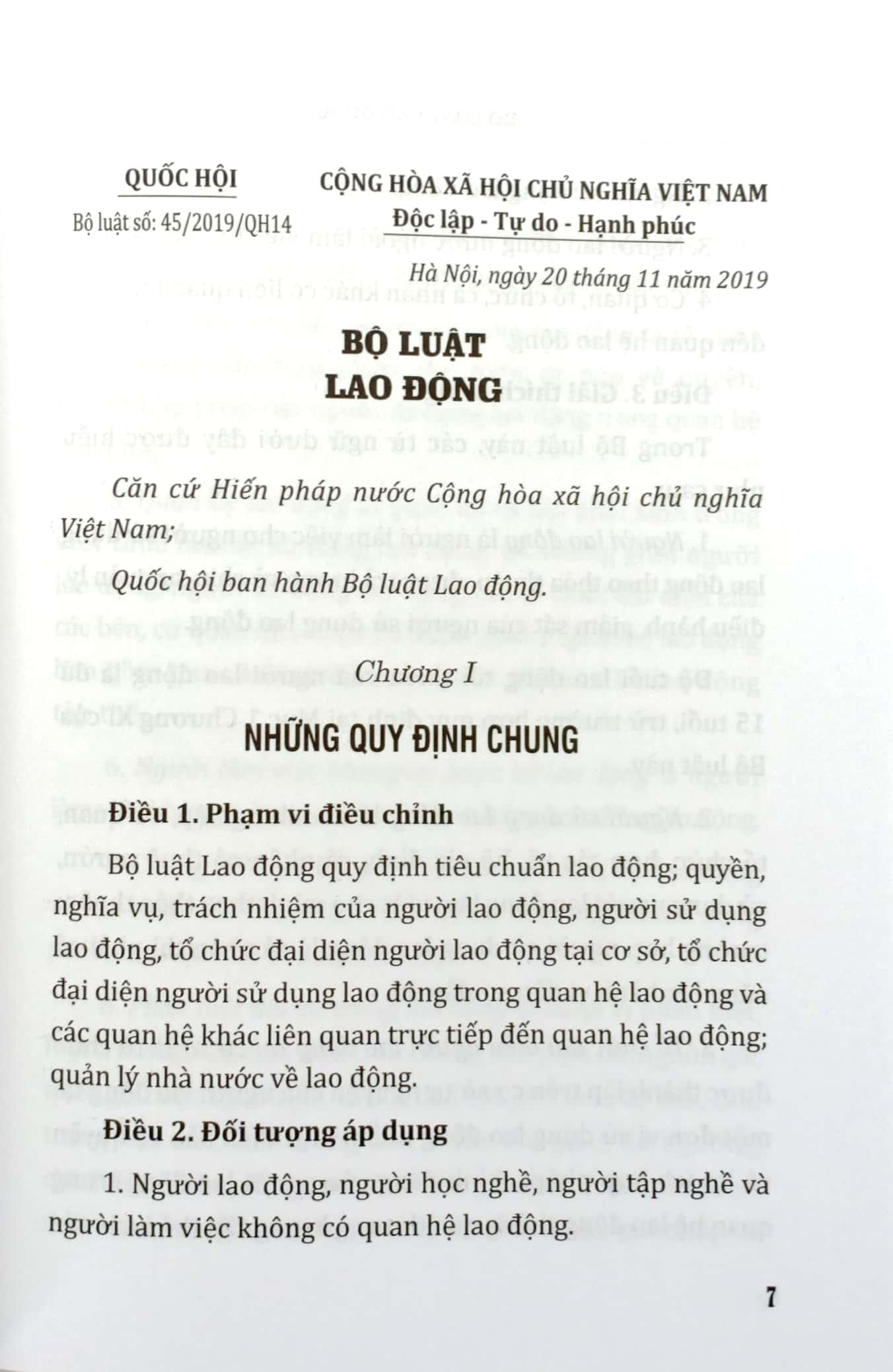 Sách Bộ Luật Lao Động Của Nước Cộng Hòa Xã Hội Chủ Nghĩa Việt Nam (Áp Dụng Từ Ngày 01-01-2021)