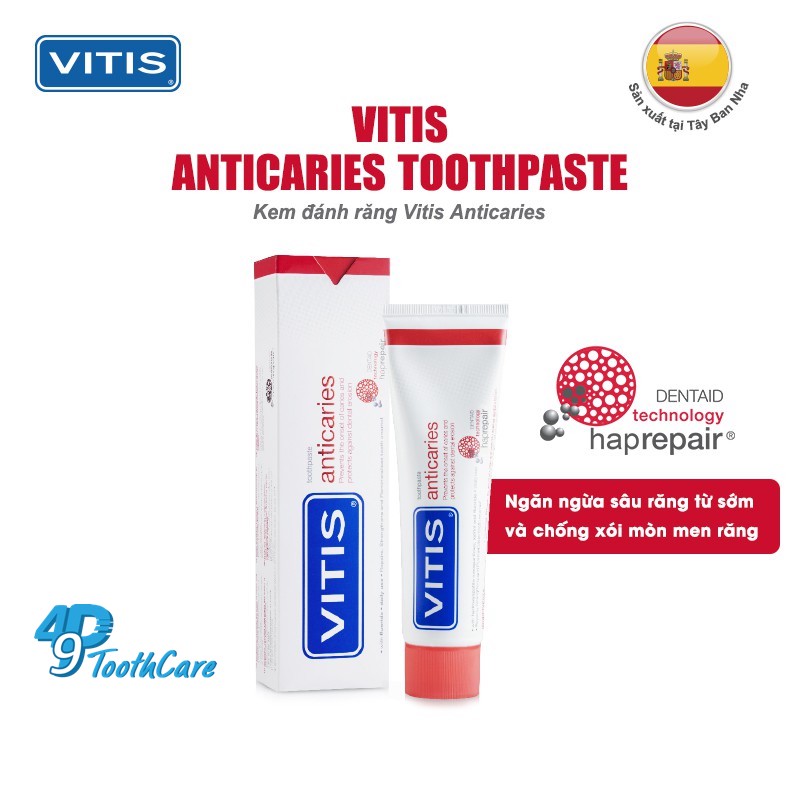 Hình ảnh Kem đánh răng ngăn ngừa sâu răng Vitis Anticaries 100ml