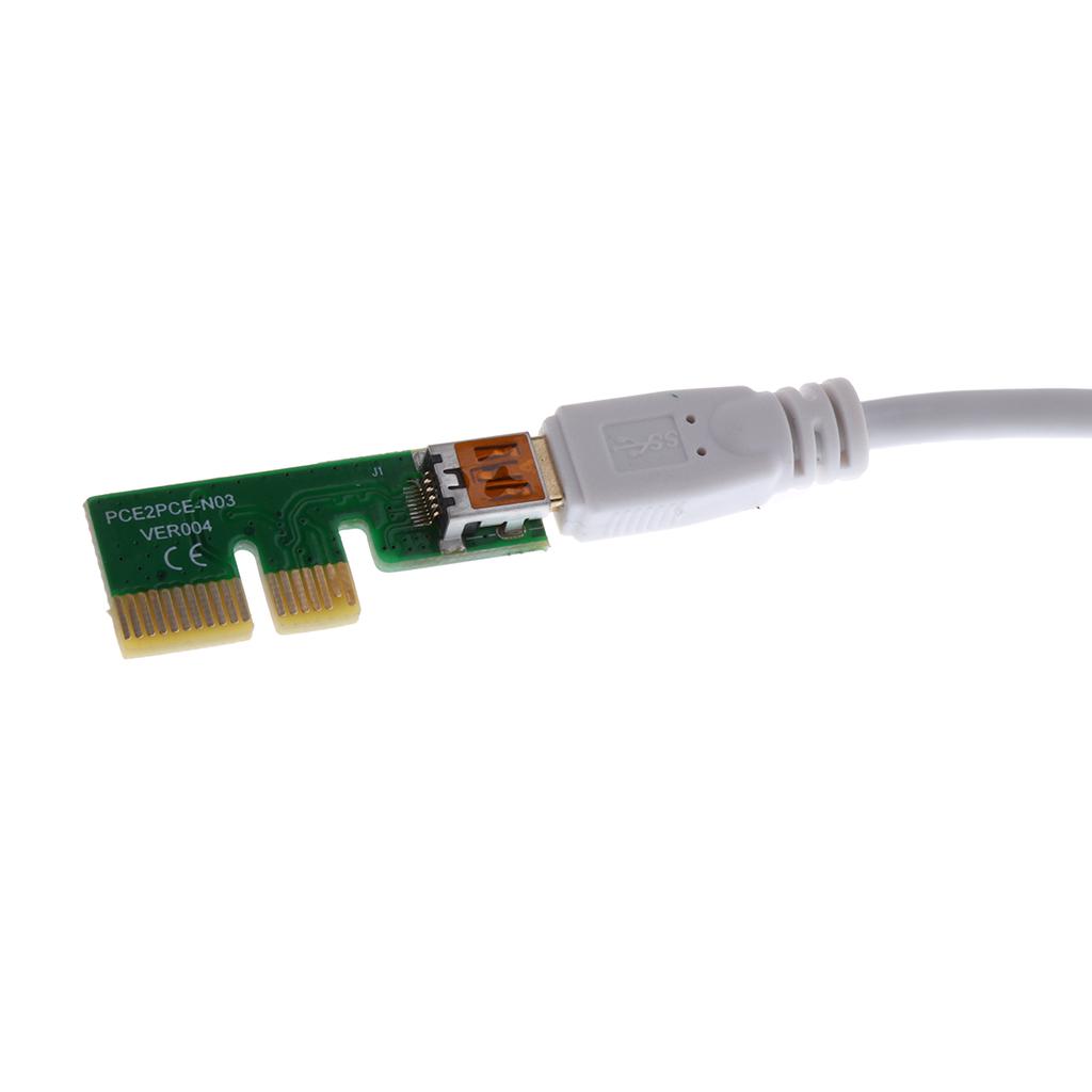 PCI Express PCI-E 1X Riser Card Extender Adapter USB3.0 Cable &Power Cord