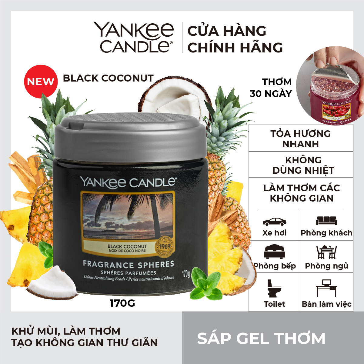Sáp Gel Thơm Yankee Candle - Black Coconut