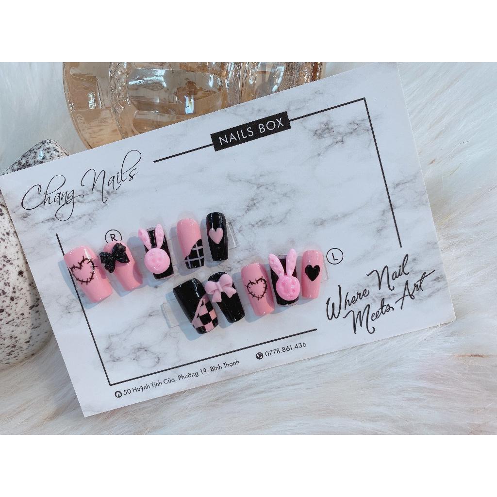 Chang Nails - Nail Box thiết kế thủ công - Charm Thỏ  Nơ Hồng