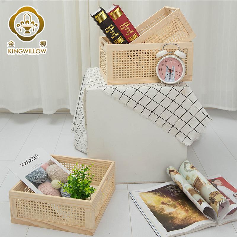 Giá thấp nhất Kim Lưu nhà máy tính để bàn tre dệt ins gió gỗ giỏ lưu trữ hộp lưu trữ tre dệt hiên gỗ hộp khung gỗ giỏ lưu trữ