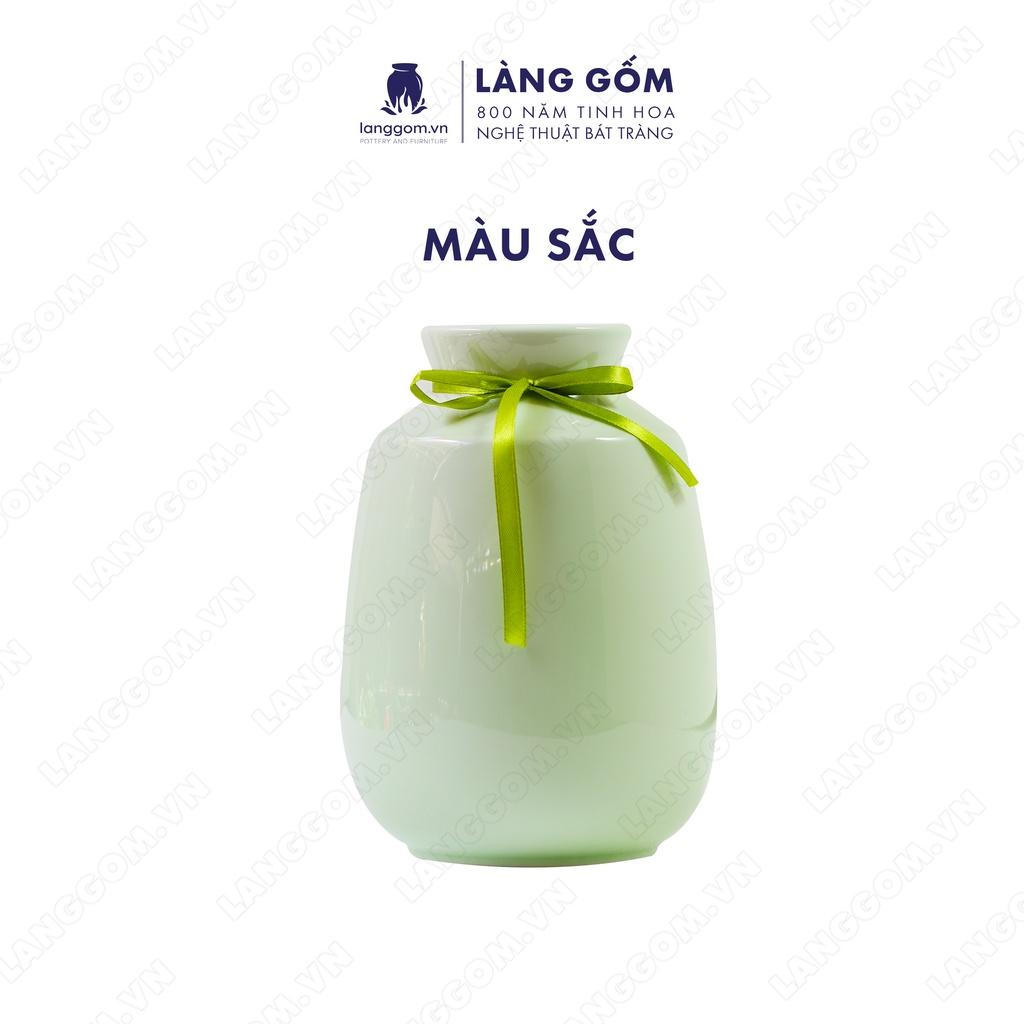 Bình hoa, lọ hoa Gốm sứ Bát Tràng cao cấp Men ngọc giỏ cua cao dùng làm quà tặng, trang trí - Làng Gốm Bát Tràng