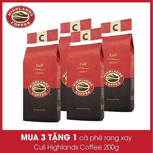 Mua 3 gói tặng 1 gói Cà phê rang xay Culi Highlands coffee 200g