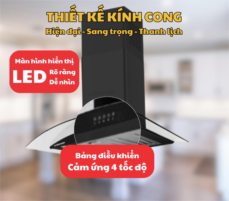 Máy Hút Mùi Kính Cong Kocher K-8001 (70CM) - Hàng Chính Hãng