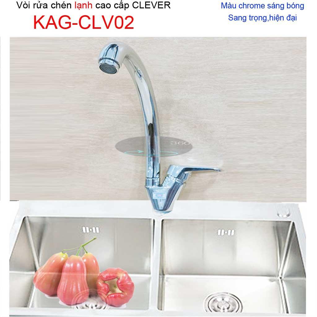 Vòi rửa chén bát KAG-CLV02, Vòi nóng lạnh, vòi bếp nóng lạnh chậu rửa chén Clever