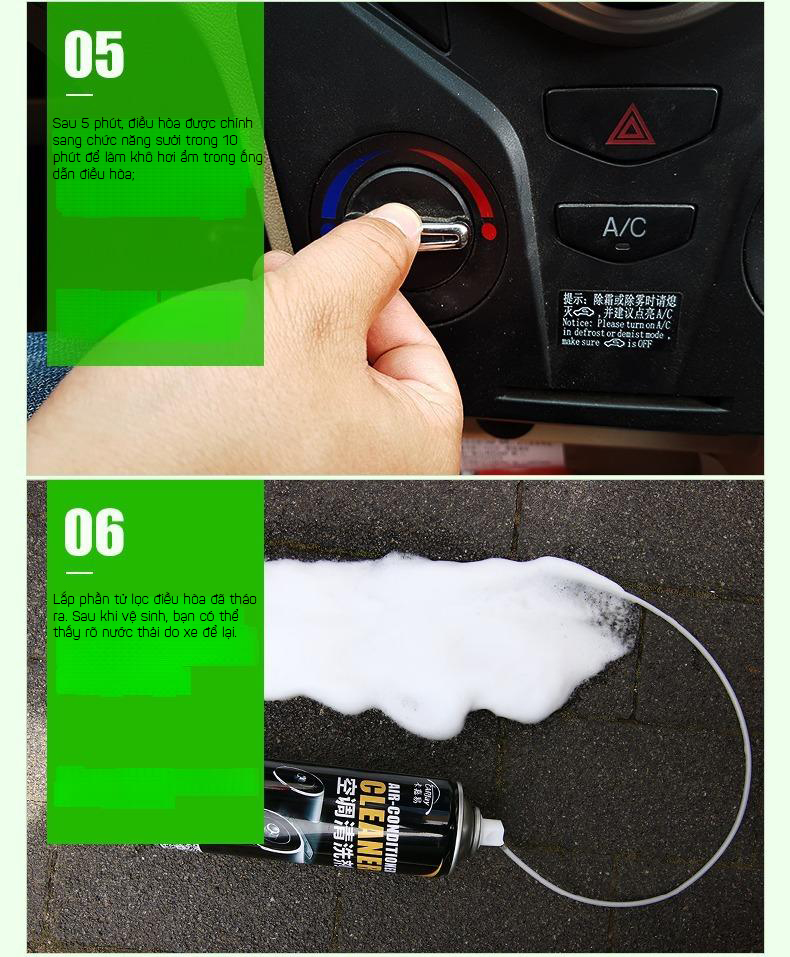 Dung Dịch Vệ Sinh Cửa Gió Điều Hòa AIR-CONDITIONER CLEANER CARJAY 500ML - Làm Sạch, Khử Mùi, Bảo Dưỡng Điều Hòa Xe Ô Tô