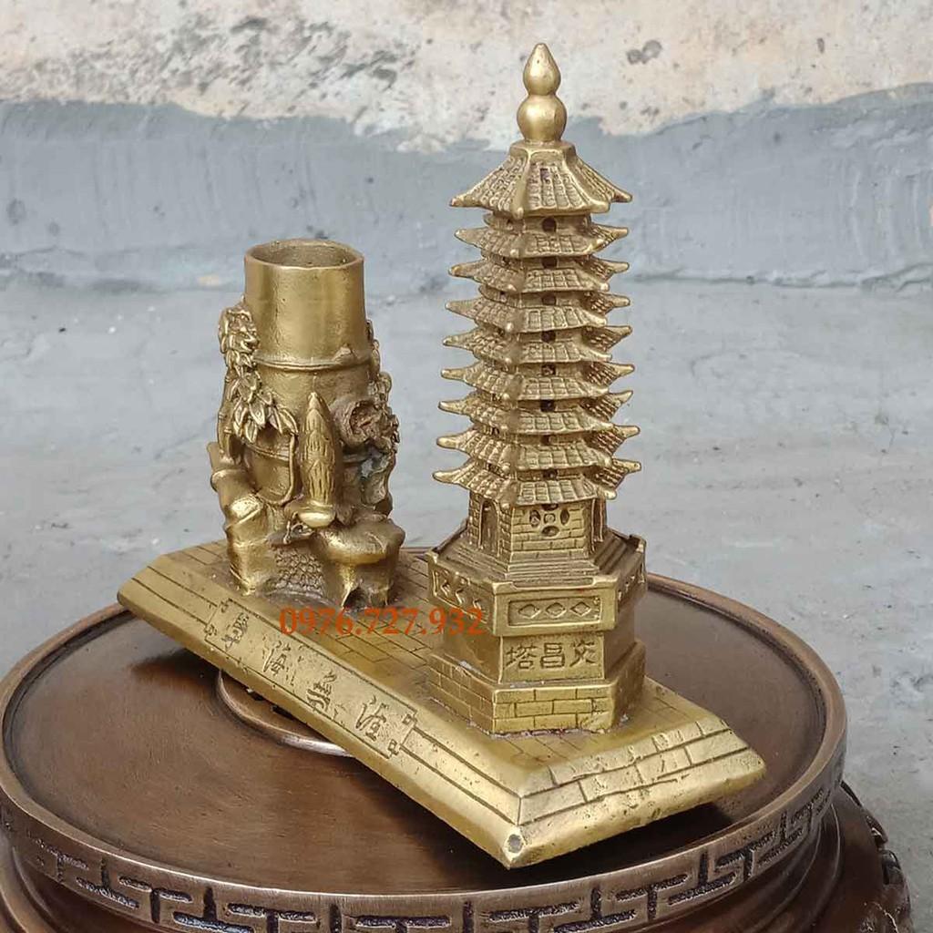 Tháp văn xương 9 tầng có ống bút, tháp văn xương bằng đồng