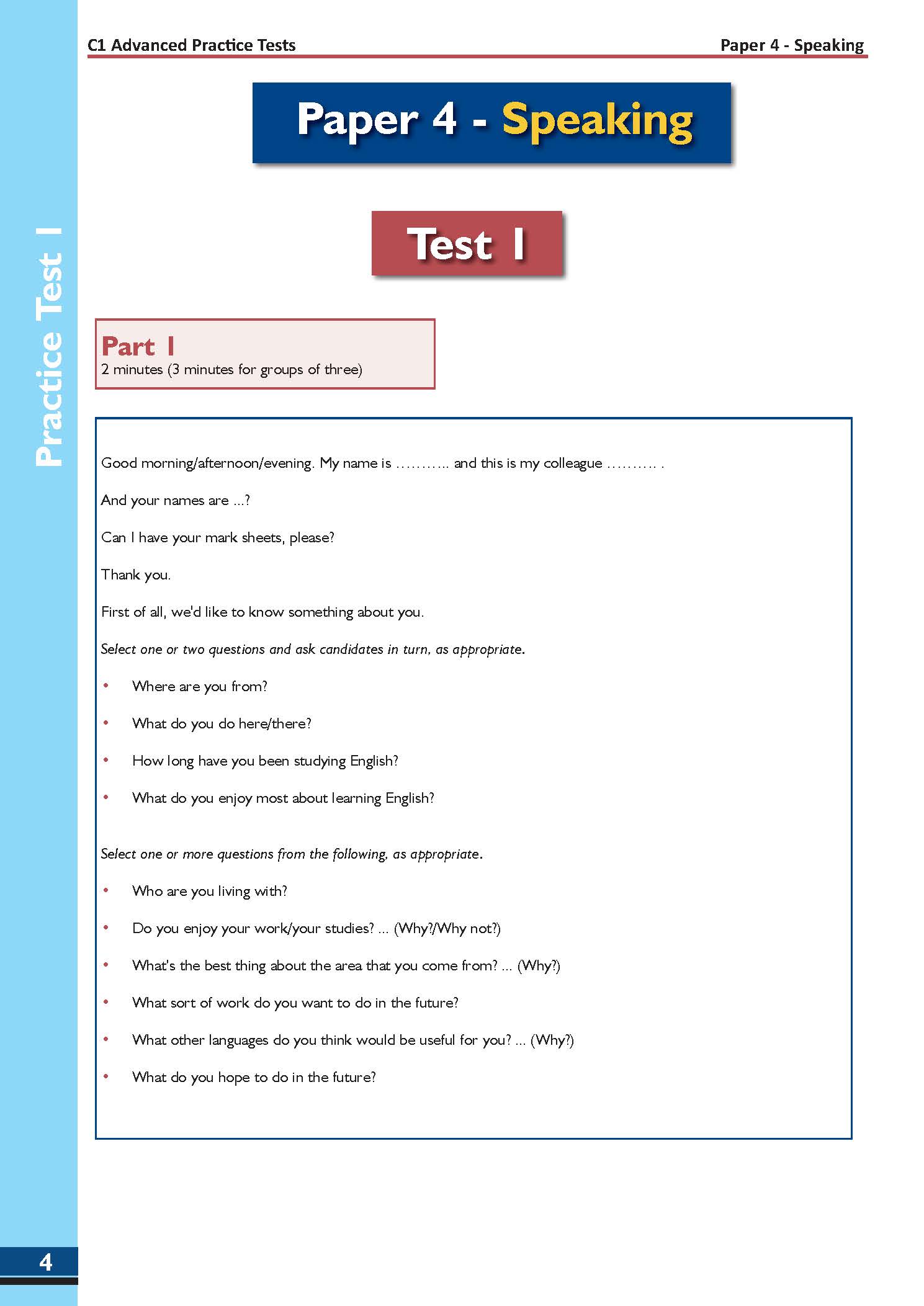 C1 Advanced 1 with 4 Practice Tests - Latest Format
