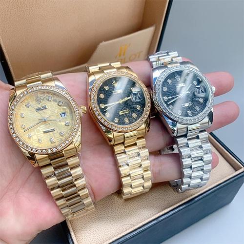 Đồng hồ nam Ro.lex MÁY NHẬT CHỐNG NƯỚC dây đúc hợp kim NGUYÊN KHỐI đính size 38mm - màu vàng