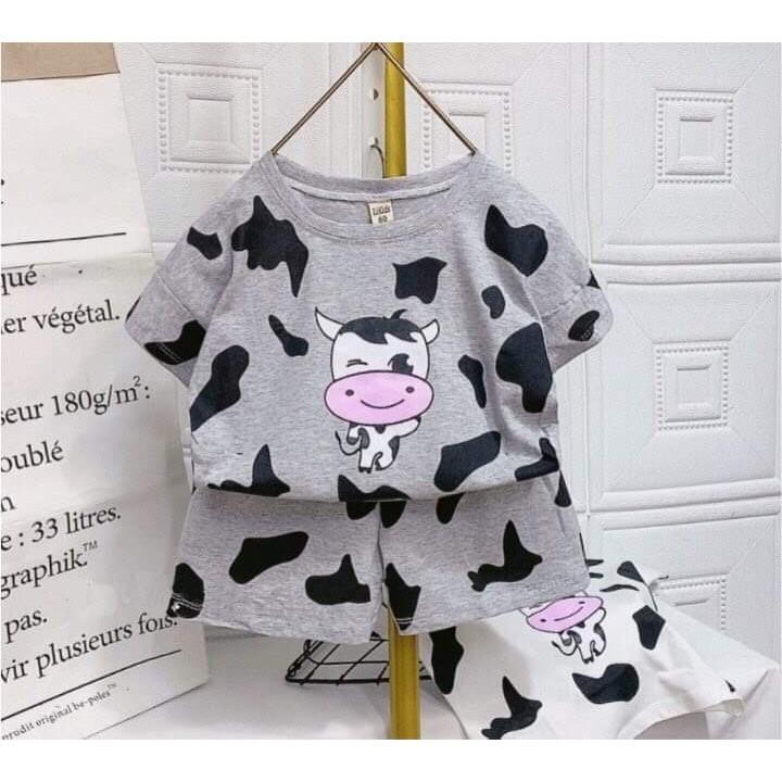 Bộ cộc tay thun lạnh bò sữa cho bé trai và bé gái từ 8kg đến 18kg