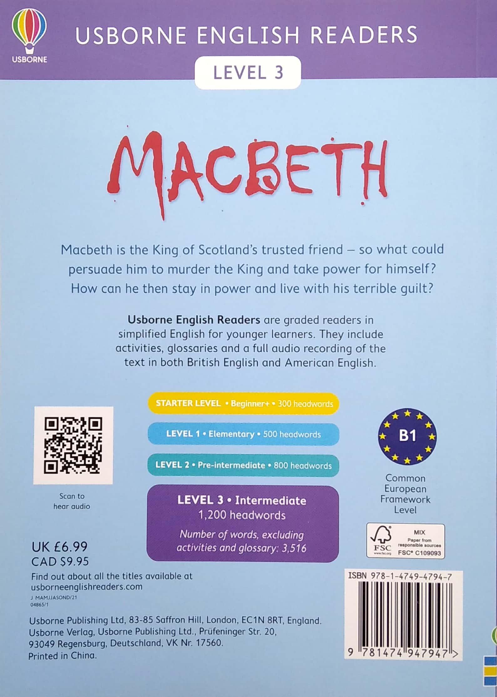 Macbeth - Usborne English Readers Level 3