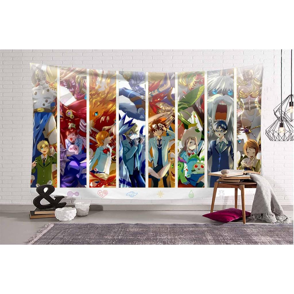 Thảm Treo Tường Trang Trí Phòng Khách / Phòng Ngủ Họa Tiết Anime Digimon Độc Đáo