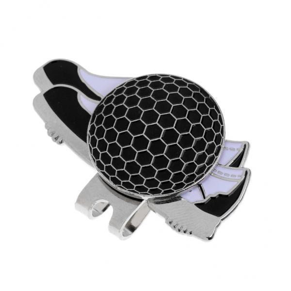 2-6pack Funny Shoe Stainless Steel Golf Hat Clip with Magnetic Ball Marker Black