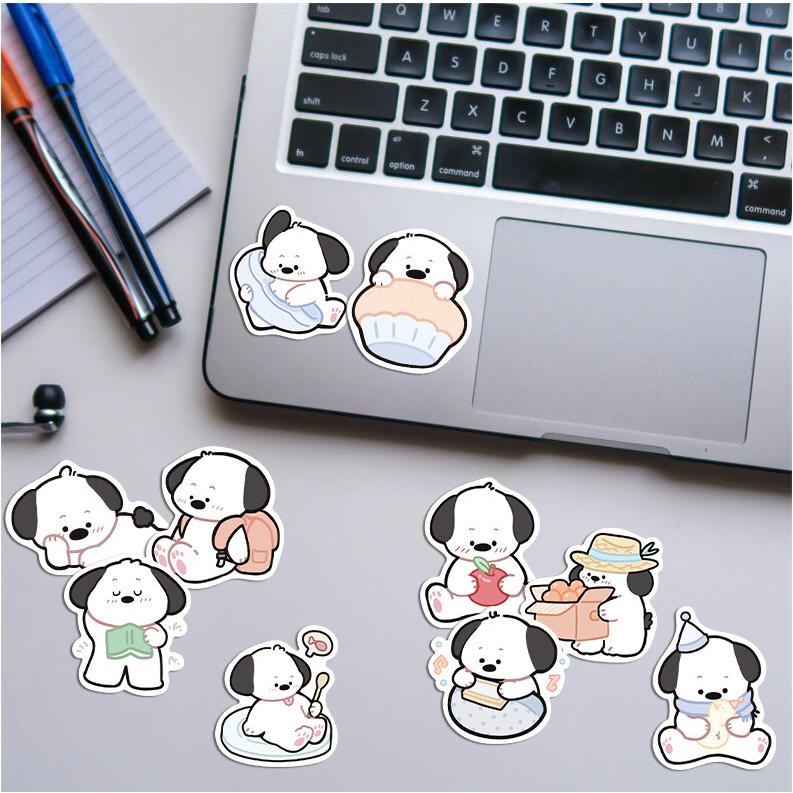Sticker chú chó trắng hoạt hình cute trang trí mũ bảo hiểm, guitar, ukulele, điện thoại, sổ tay, laptop-mẫu S58