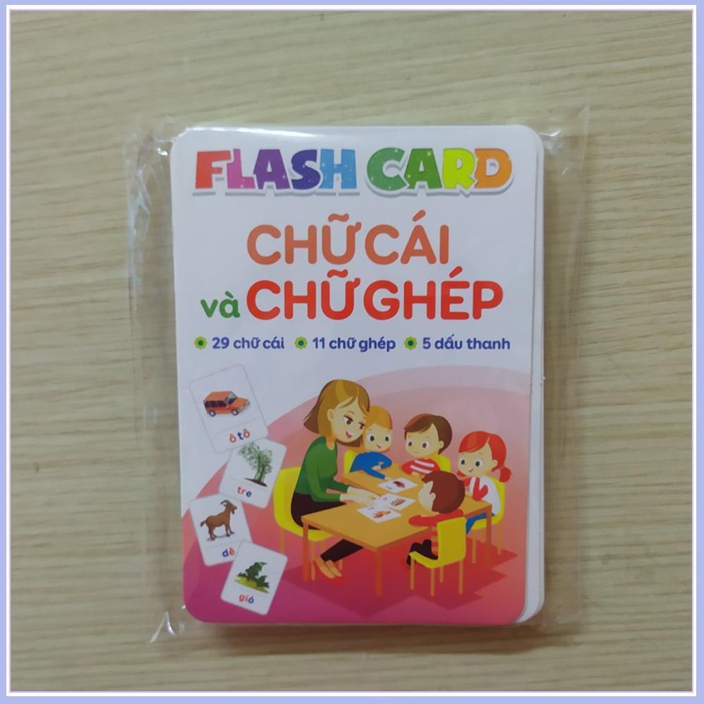 Bộ 42 thẻ học Flash Card chữ cái và chữ ghép cho bé