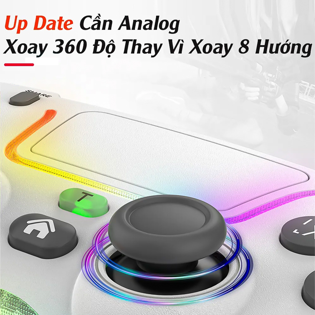 Tay cầm chơi game Vinetteam P07 LED RGB siêu rung - Kết Nối Bluetooth và Dây TypeC - Hỗ Trợ PC/Laptop/Smart Phone, Tay Cầm Chơi Game FO4 Đa Năng - hàng chính hãng