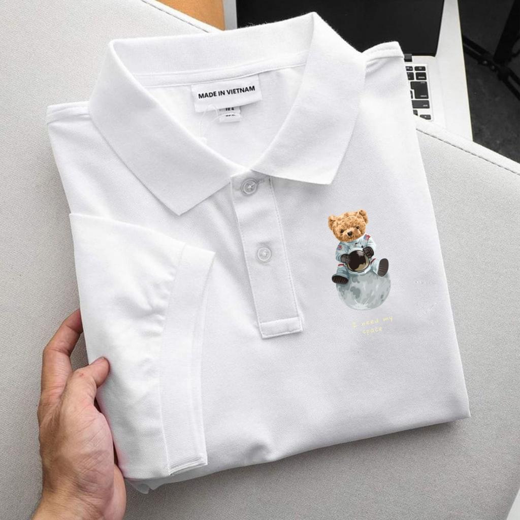 Áo polo nam , cổ dệt bo len , hình in sắc nét ,áo thun nam có cổ tay ngắn thanh lịch POLO Teedy Space- Soha Clothing