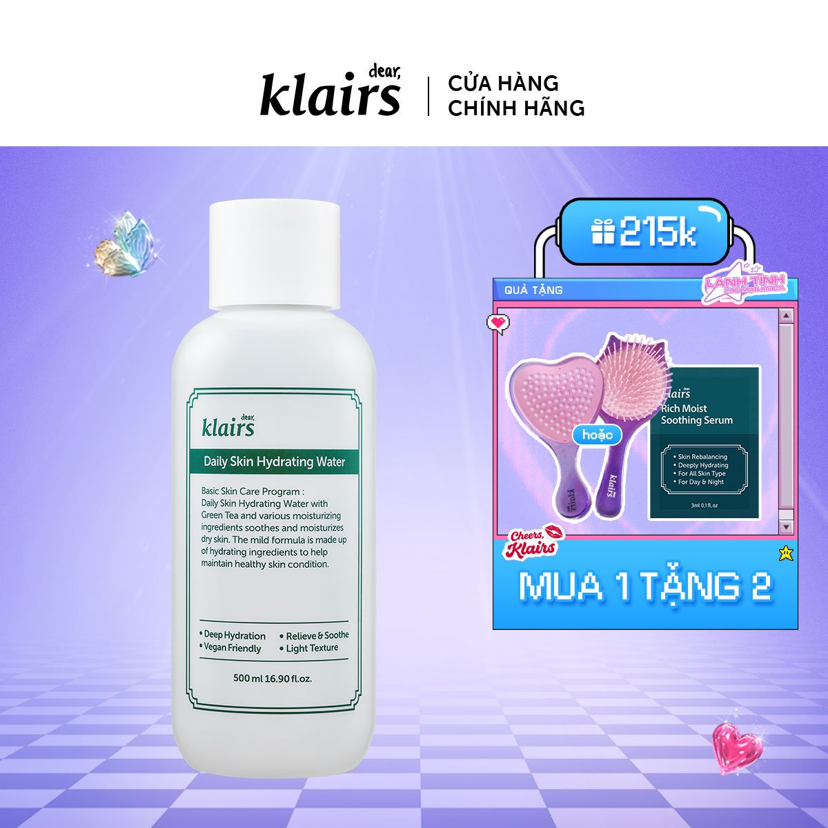 Dear, Klairs Nước hoa hồng Klairs Daily Skin Hydrating Water 500ml