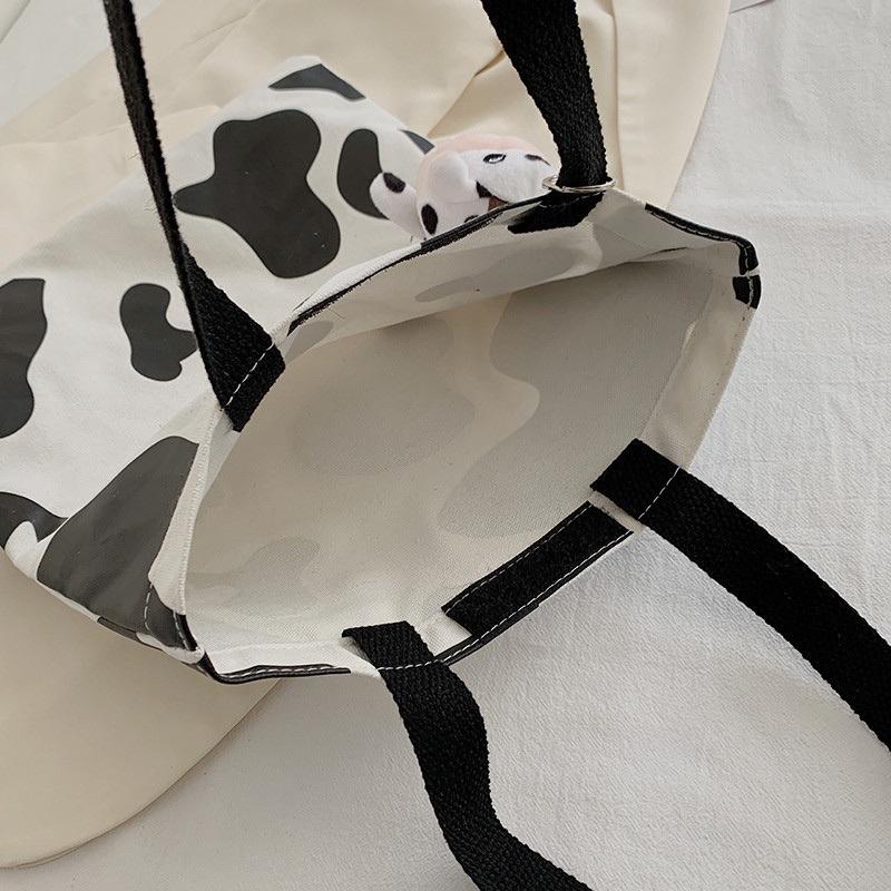 Túi tote vải bố canvas bò sữa xinh xắn Ulzzang