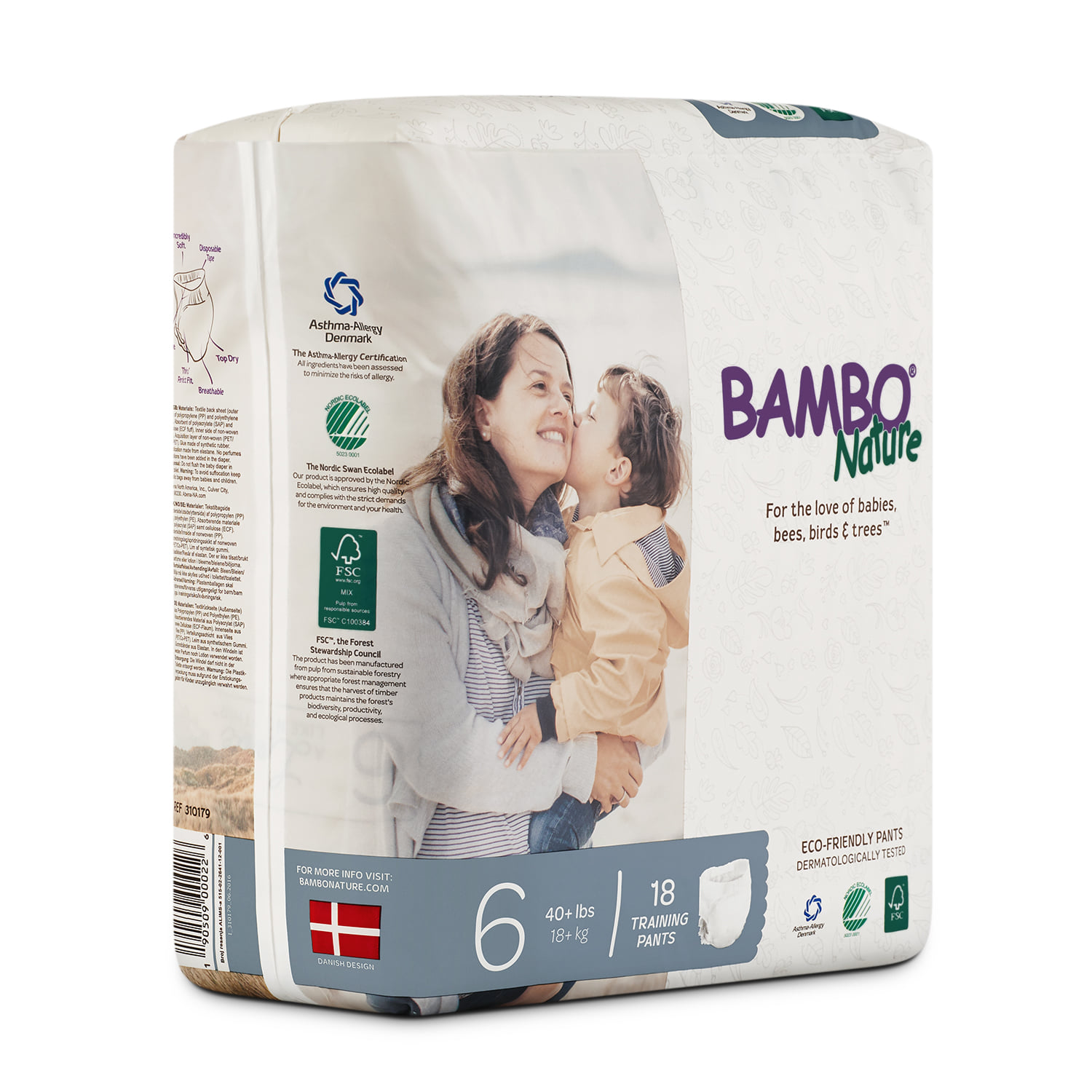 Thùng Tã Quần Em Bé Hữu Cơ Bambo Nature - gốc Đan Mạch - >18 kg - XXL18 - 5 gói - 18 miếng