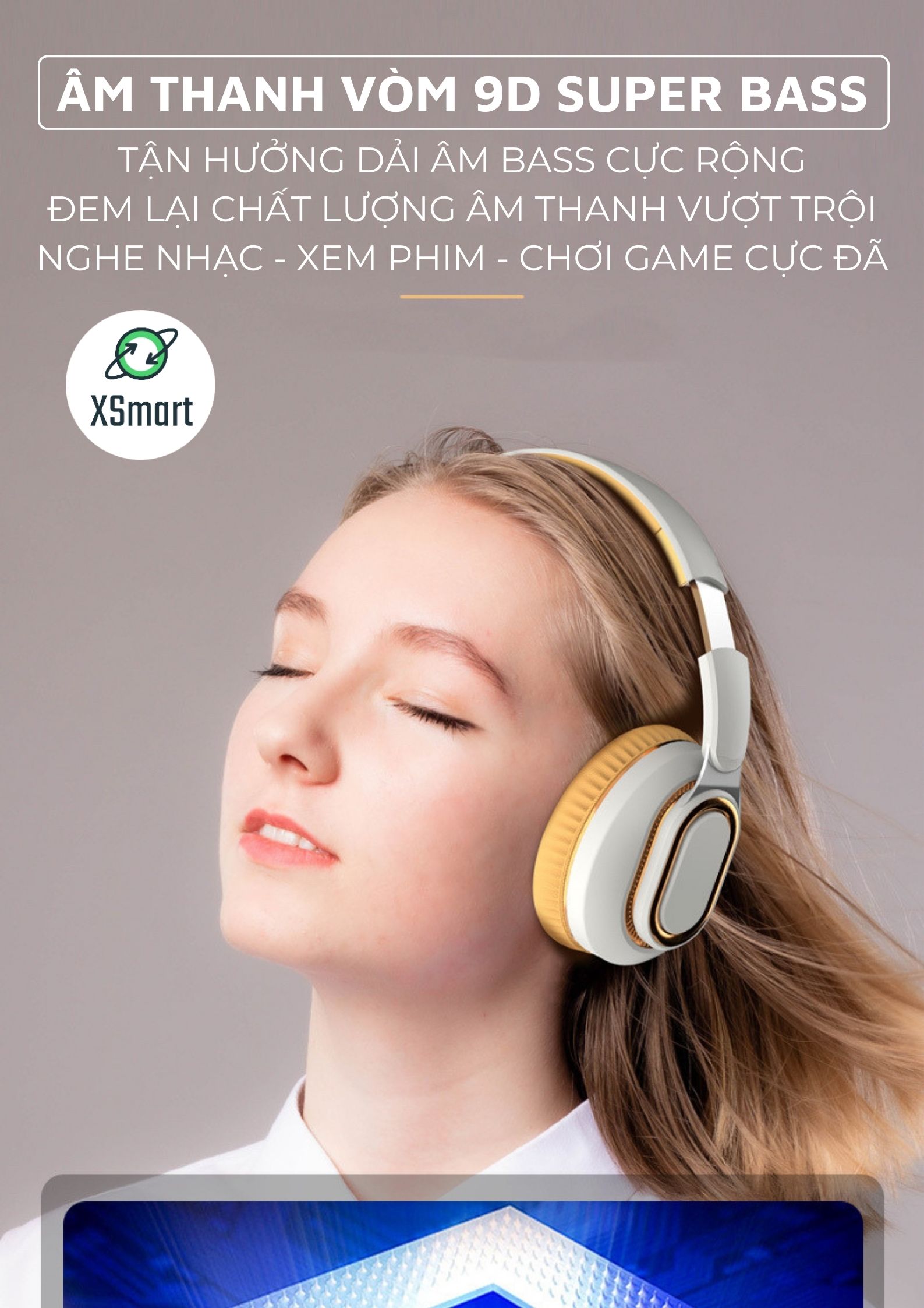 Tai Nghe Chụp Tai Headphone Bluetooth Không Dây Có Mic H7BT NEW 2023 Âm Thanh Vòm 9D Siêu Bass Cực Chất-Hàng Chính Hãng