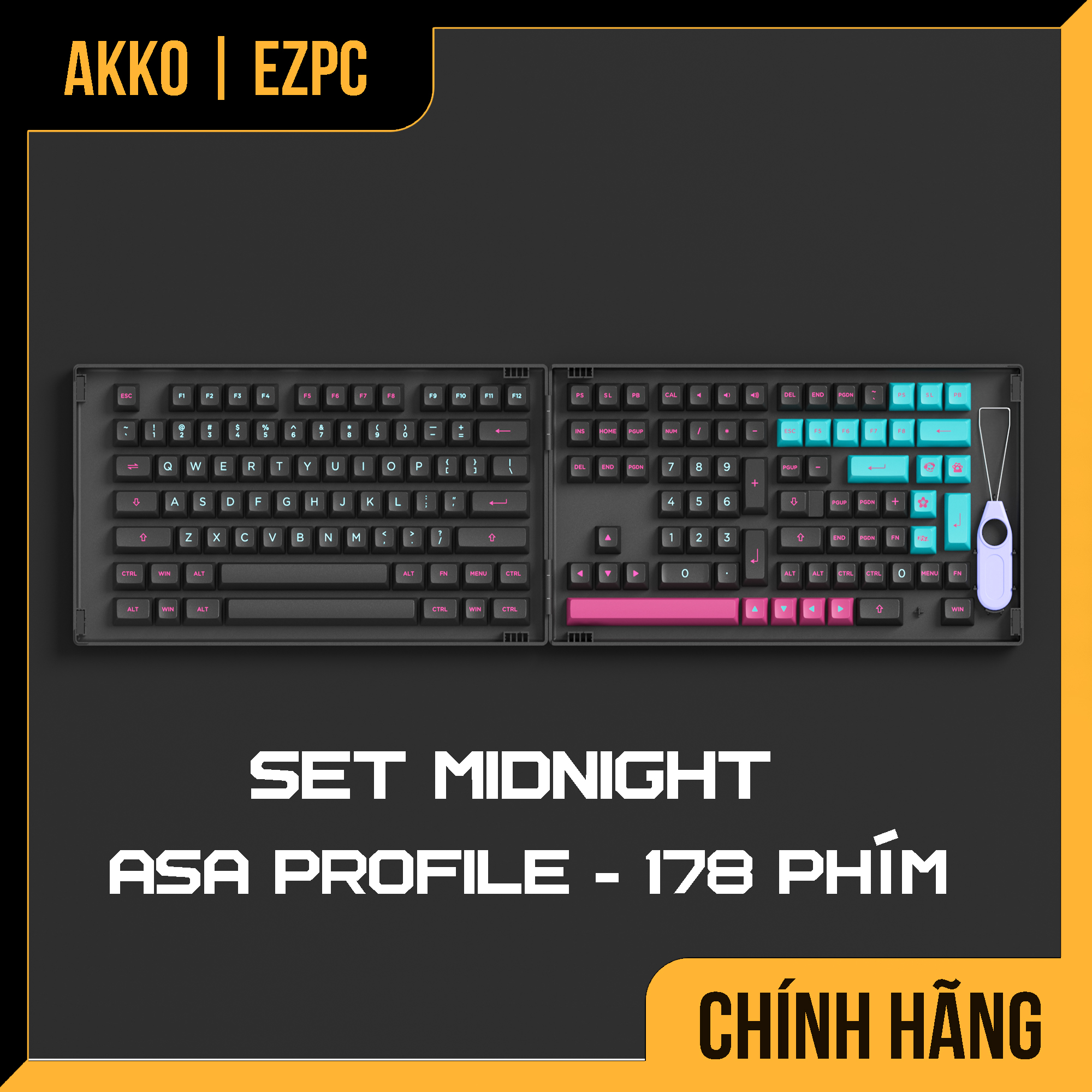 Keycap Cho Bàn Phím Cơ AKKO Hàng Chính Hãng Midnight ASA Profile | EZPC