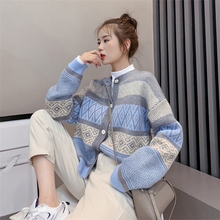 Áo khoác len nữ cardigan họa tiết thổ cẩm ulzzang - DL66186 - Hàng Quảng Châu cao cấp