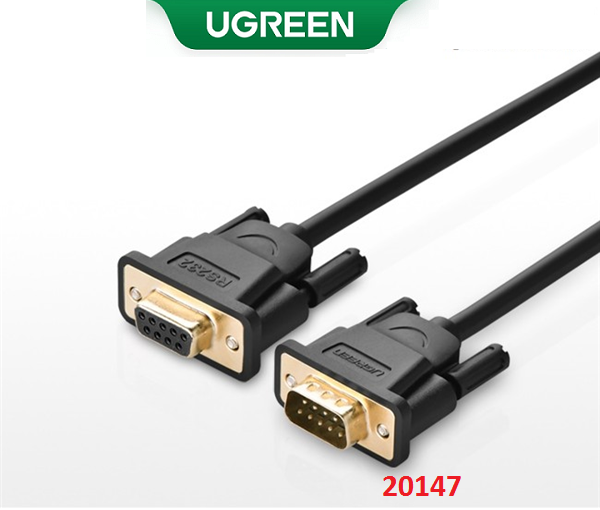 Cáp cổng Com Rs232 9 chân dương sang Com 9 chân âm (9M/9F) dài 3m chính hãng Ugreen 20147 hàng chính hãng