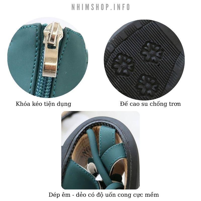 Sandal bé gái lớp 1 - 2 đi học dép da mềm khóa kéo thời trang sale nốt size 32 giá siêu rẻ XK07