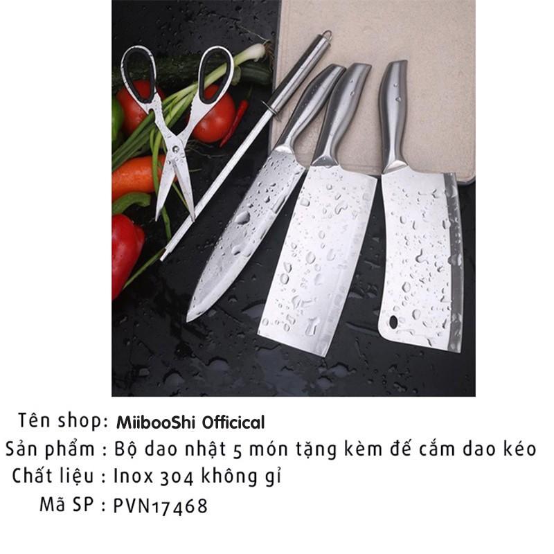 Bộ dao kéo nhà bếp nhật bản 6 món chính hãng inox chống gỉ cao cấp tặng kèm khay để dao kéo MiibooShi PVN17468