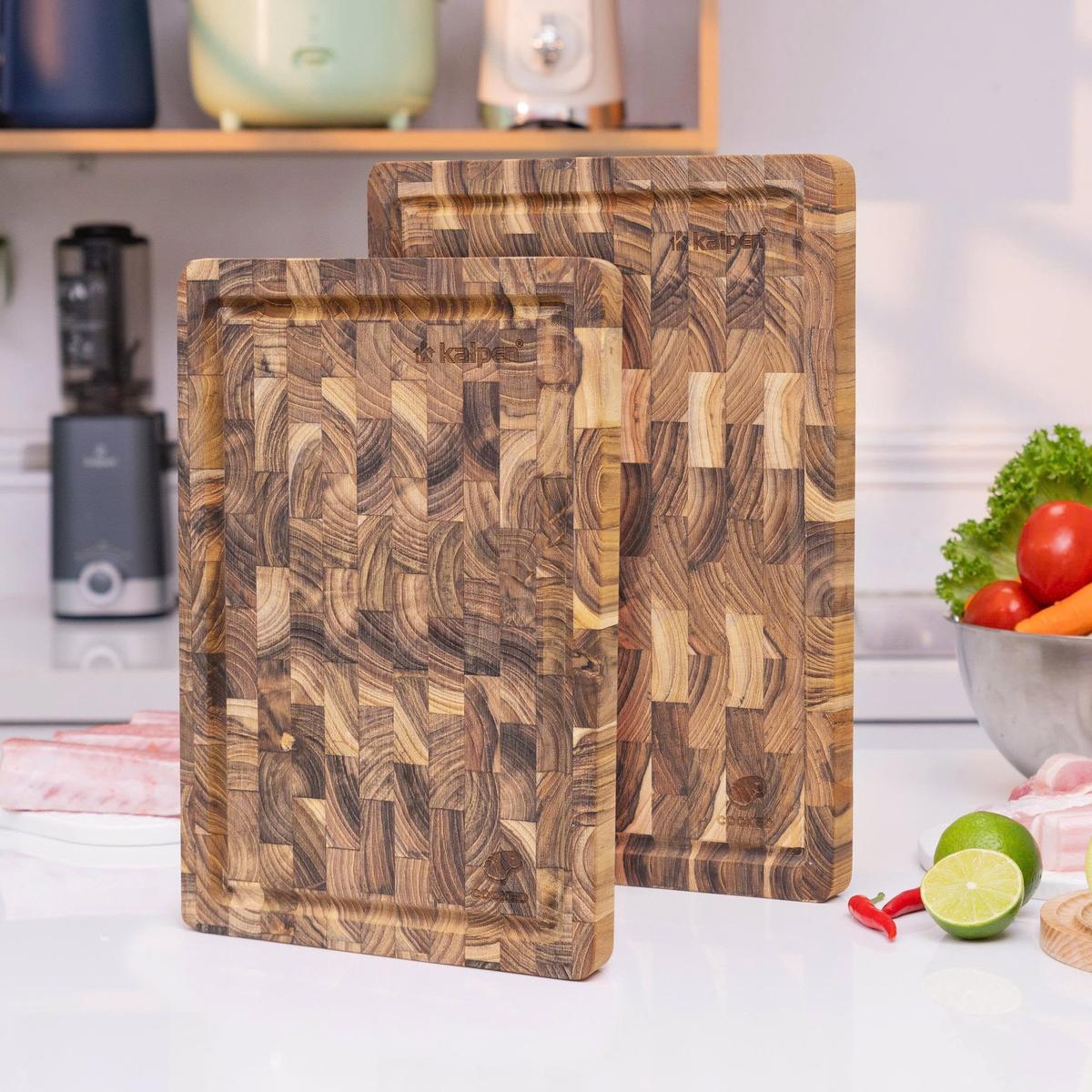 Thớt thái chữ nhật gỗ Teak tự nhiên KALPEN T6 20x30cm/ T7 25x35cm dầy 2.5cm hàng chính hãng