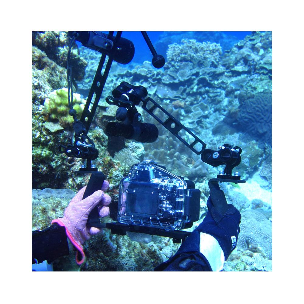 Giá đỡ kép để chụp ảnh dưới nước có hệ thống đèn lặn cho GoPro Action