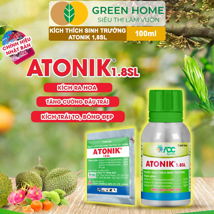 Phân Bón Lá Atonik 1.8SL GreenHome, Chai 100ml, Kích Rễ Mạnh, Bung Chồi Nhanh, Tăng Đậu Trái