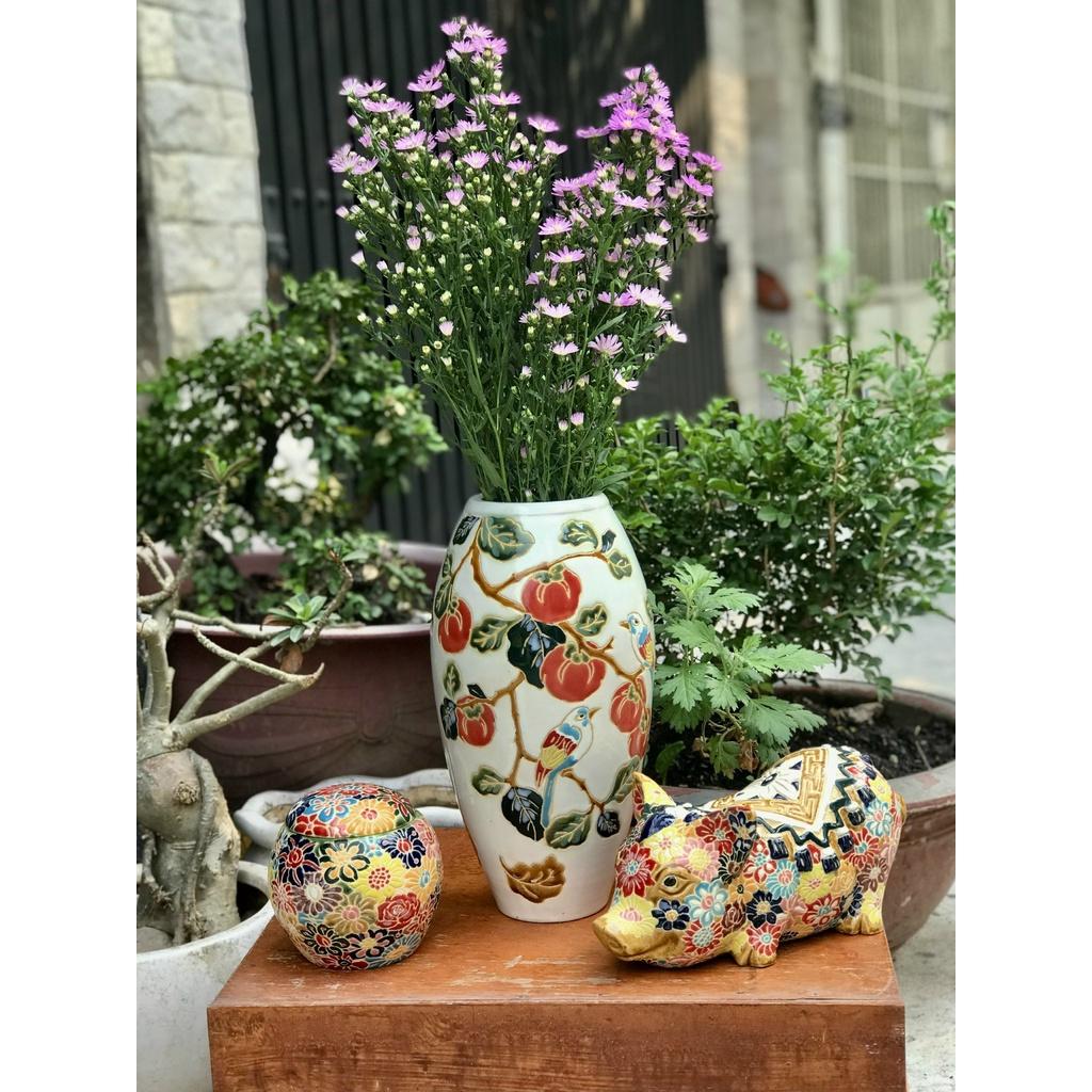 BÌNH HOA CHIM ĐÀO GỐM SỨ NAM BỘ