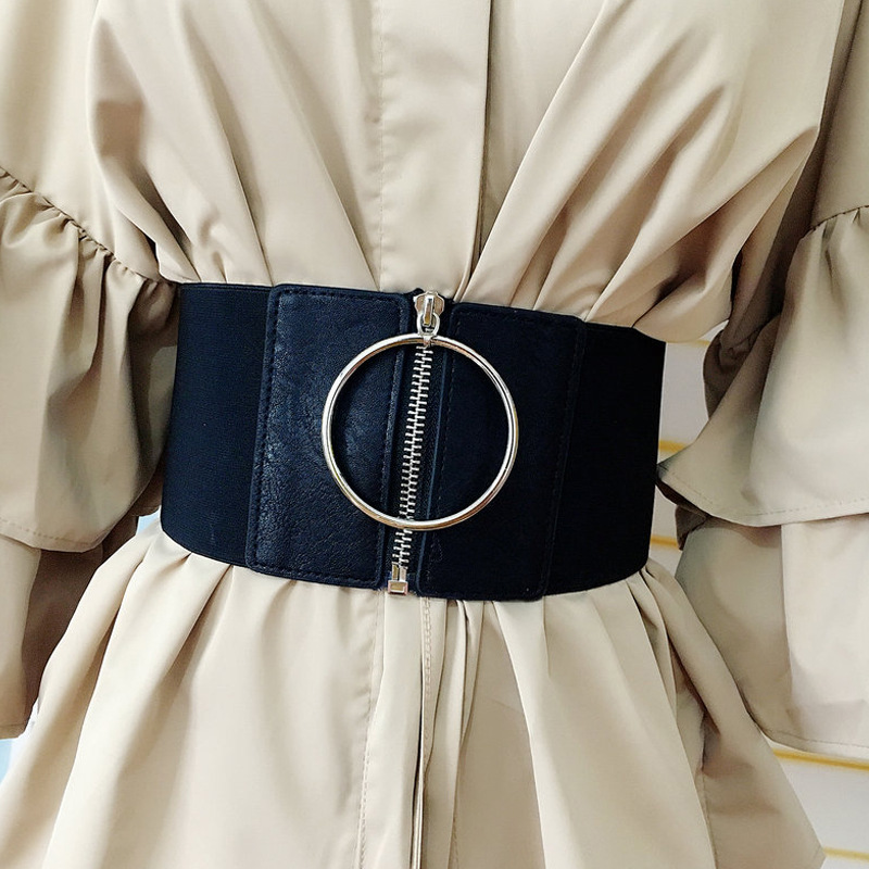 Đai váy Belt đầm co giãn Bản to 12cm T15 khóa móc tròn