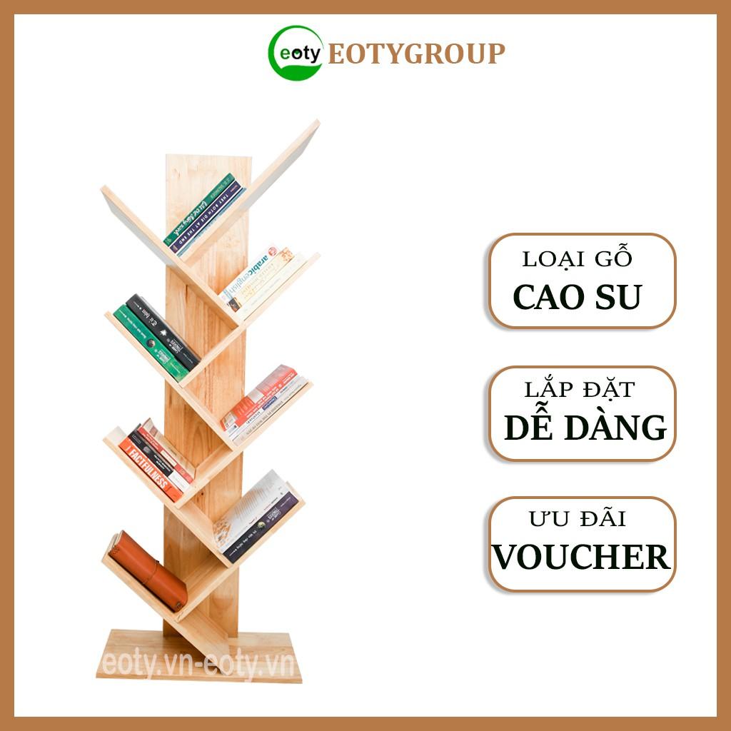 Kệ sách gỗ hình xương cá 8 tầng gỗ cao su cao cấp