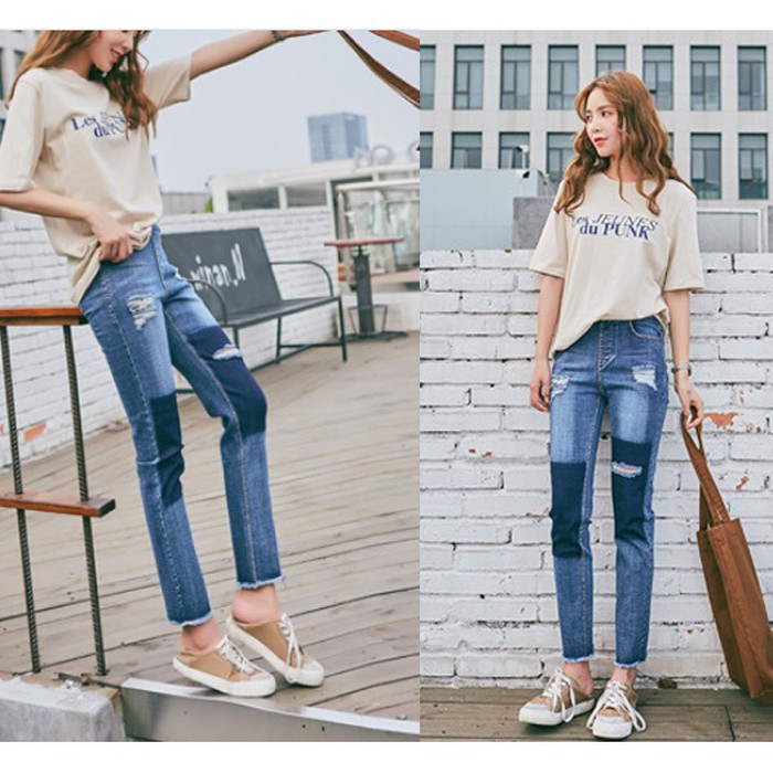 Quần bò nữ - quần jeans ống rộng lưng cao, vải bò dày đẹp , không giãn ,dáng suông