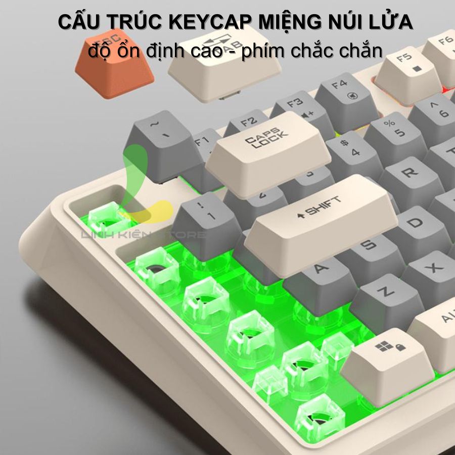 Bàn phím giả cơ gaming XUNFOX K82 - Bàn phím chơi game thiết kế 94 phím có đèn led 7 màu kèm theo nút vặn âm lượng - Hàng nhập khẩu
