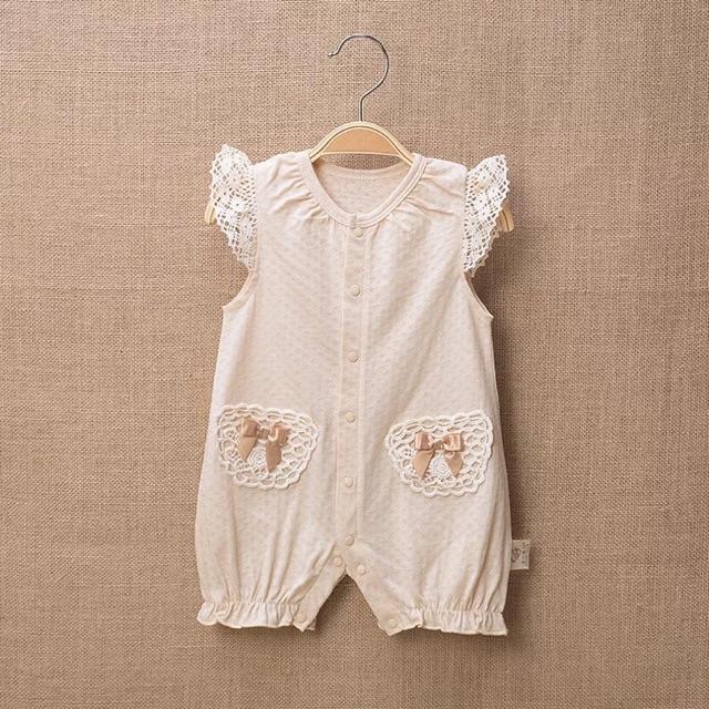 Áo liền quần bé gái 100% cotton hữu cơ tự nhiên không tẩy nhuộm hóa chất