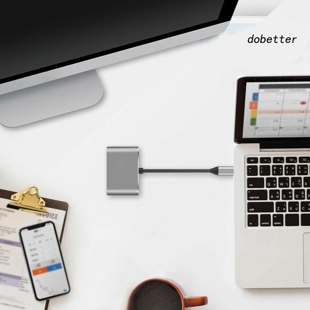 Bộ chuyển đổi USB Type-C sang HDMI VGA hỗ trợ đọc thẻ 4 trong 1 dành cho Laptop táo