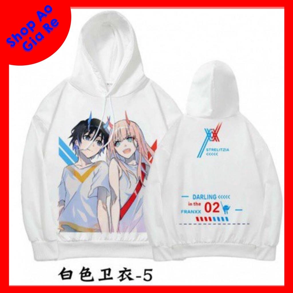 BST Áo Hoodie Trắng in hình anime Darling in The franxx mẫu in nhân vật Zero Tow - 2