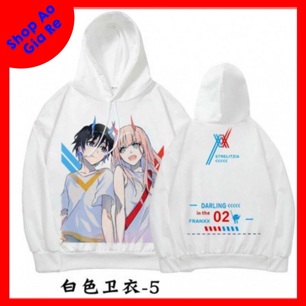 BST Áo Hoodie Trắng in hình anime Darling in The franxx mẫu in nhân vật Zero Tow