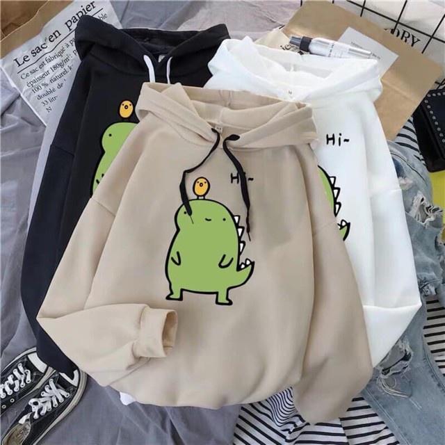 Áo hoodie nữ lót nỉ in hình form rộng siêu dễ thương , giao ngẫu nhiên hình