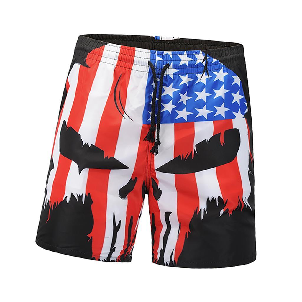 Men's American Flag Classic Fit Perfect Loose Shorts Quickly Dry Swim Trunks