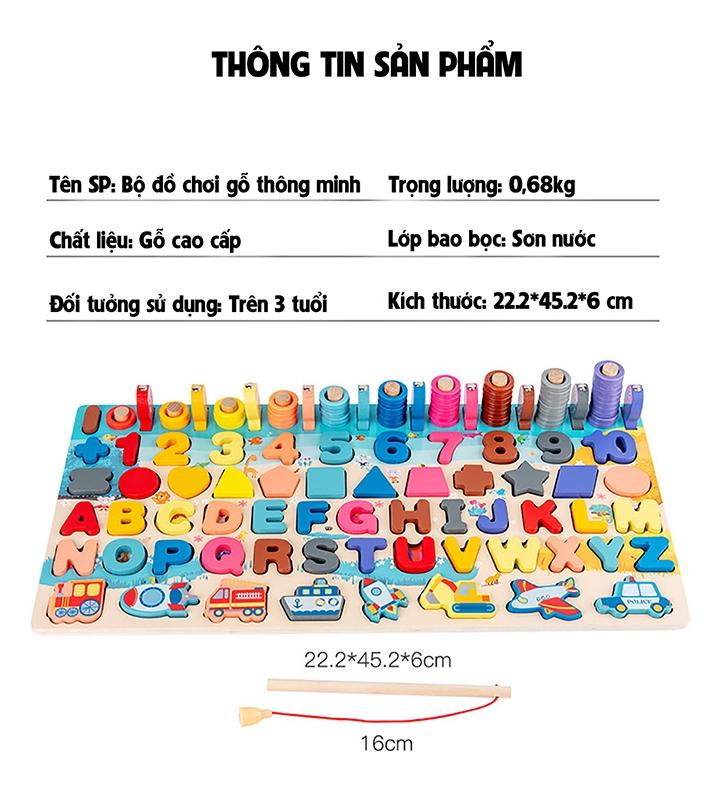 Bảng Học Tập Đa Năng Bằng Gỗ - Đếm Số Và Câu Cá - Tùng Phát G-135 (135 Chi Tiết)